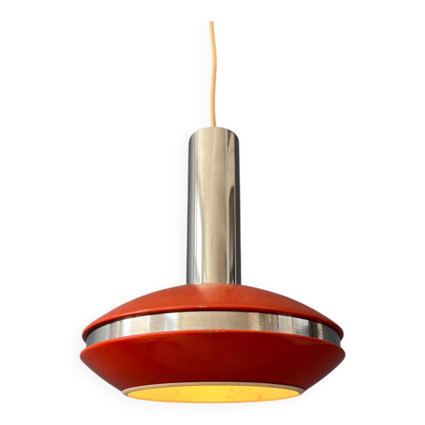 Suspension en métal rouge et chromé de style Space Age