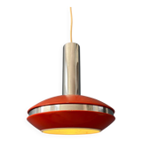 Small red and chrome space age pendant lamp