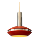 Small red and chrome space age pendant lamp