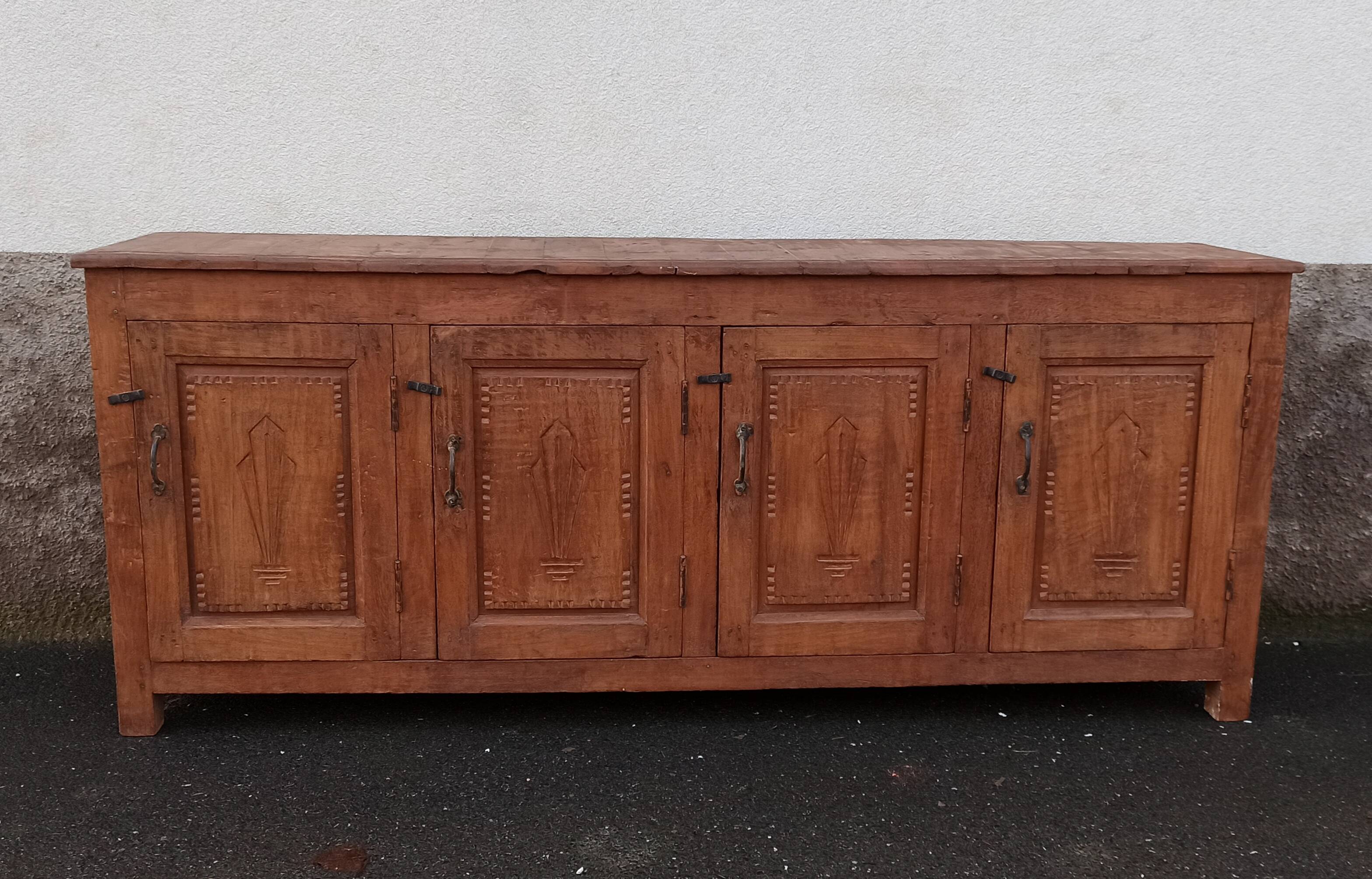 Antique wooden sideboard with 4 doors