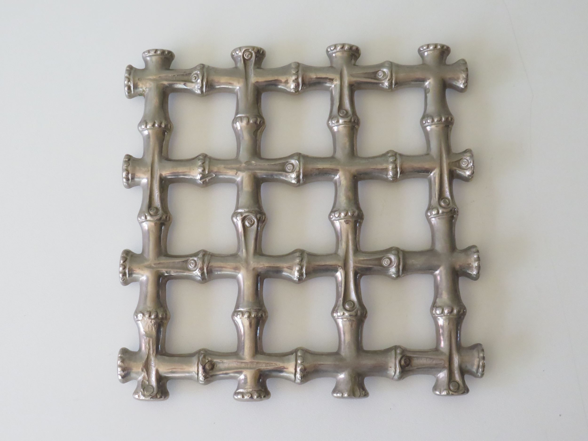 Vintage faux bamboo trivet, Hollywood Regency style