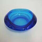 70s blue glass ashtray