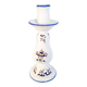 Old Rouen style earthenware candle holder decorated with flower basket 25 cm