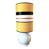 Lampe en porcelaine blanche 1970 et abat- jour contemporain