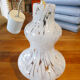 Bell shaped vintage suspension speckled glass