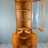 Corner display case in marquetry, 20th century