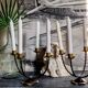 Pair of wrought iron candle holders four arms 50s