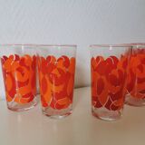 verres à fleur oranges années 70