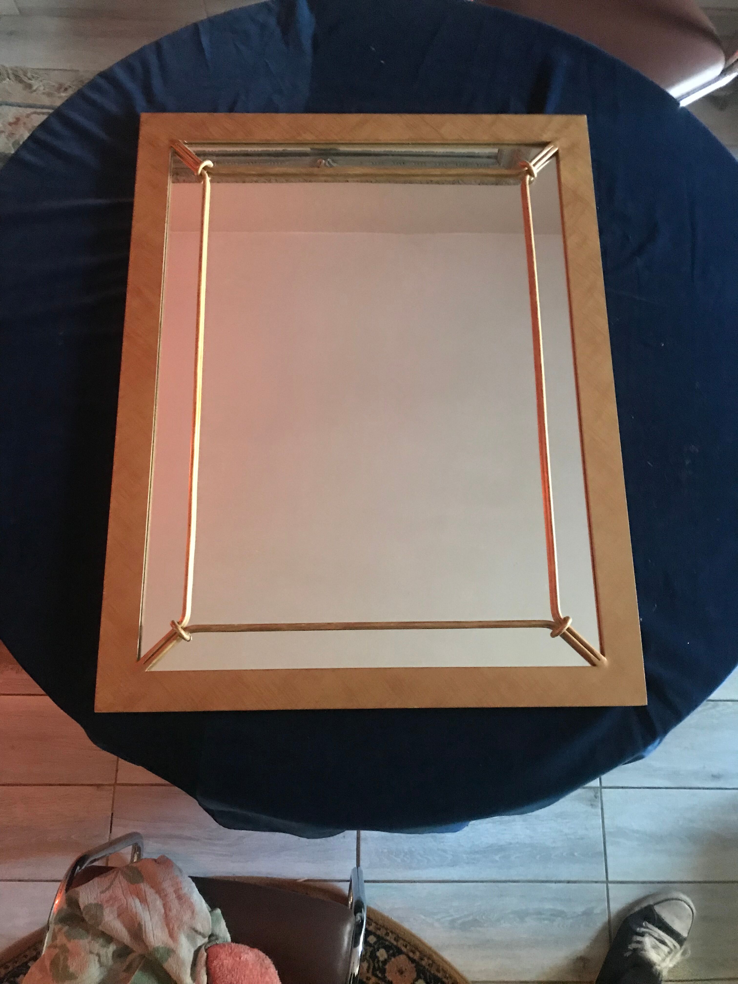 Wall-mounted gilded vintage wrought iron mirror