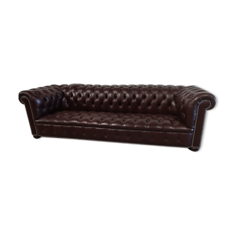 Chesterfield leather sofa burgundy four places
