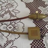 Vintage French Brass Anglepoise Table Lamp With Opaque Patterned Glass Shade 5087