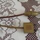 Vintage French Brass Anglepoise Table Lamp with Opaque Patterned Glass Shade 5087