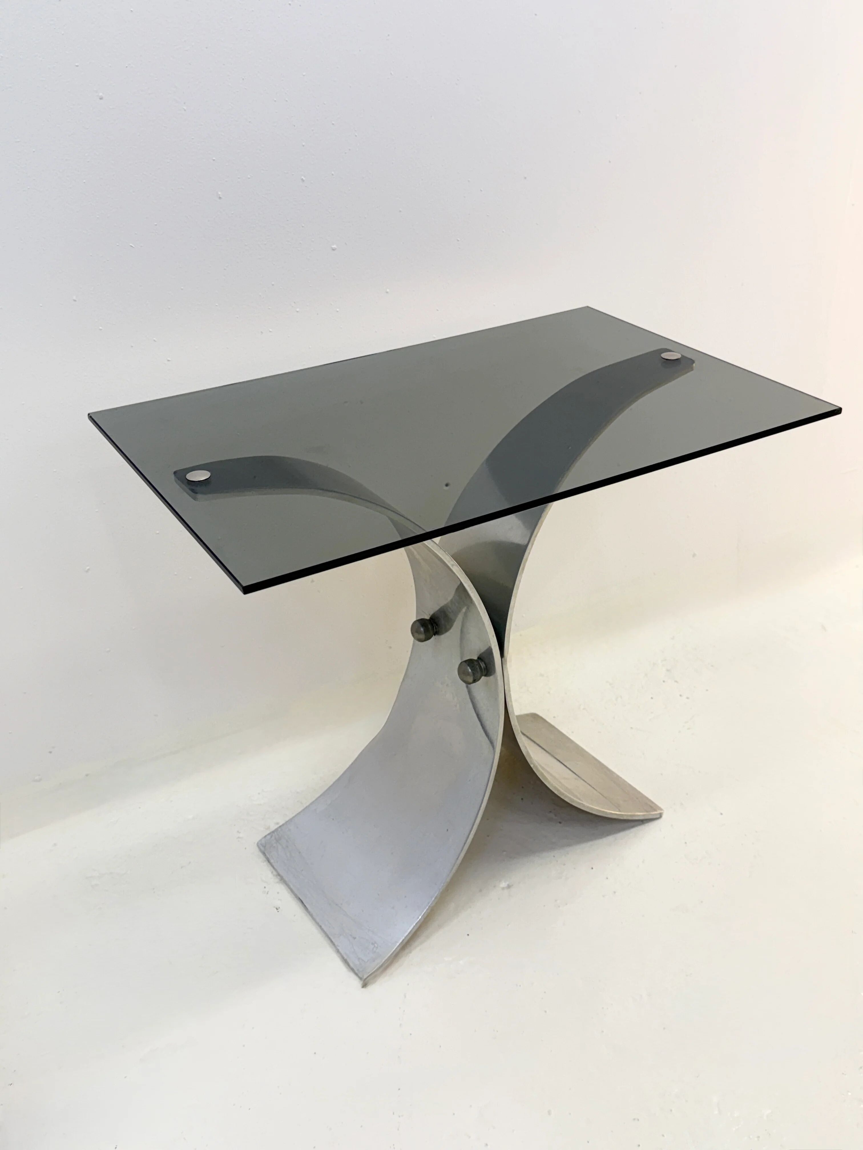 Space age side table in brushed steel, 1970s