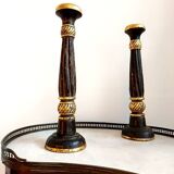 Pair of vintage gilded wood candlesticks