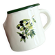 Tasse émaillée vintage beige liseré vert motif branche d'olivier style rustique