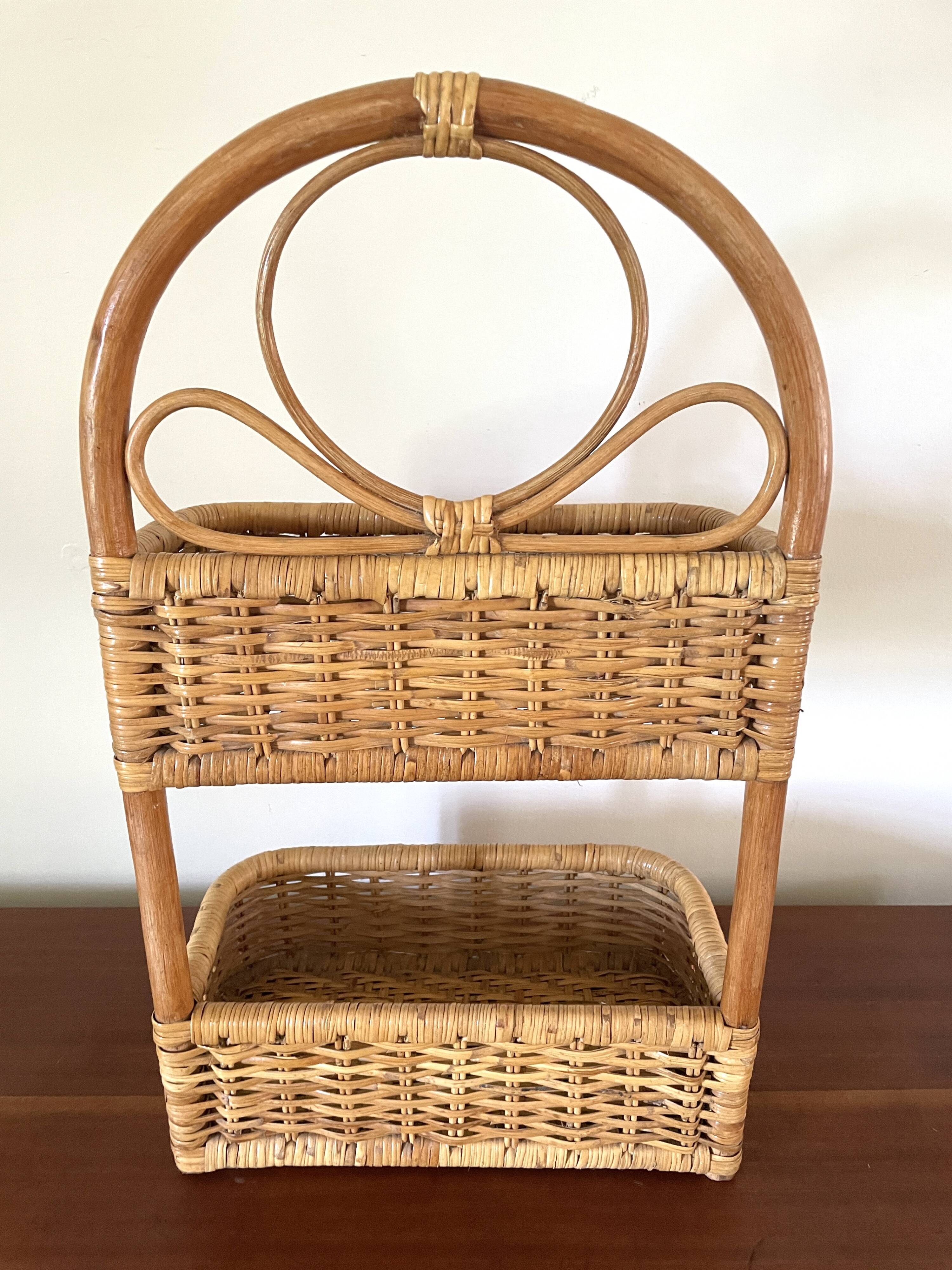 Rattan and bentwood pan shelf 1960
