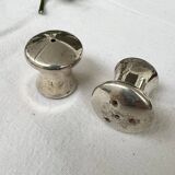 Duo salière et poivrier en forme de champignon en métal argenté