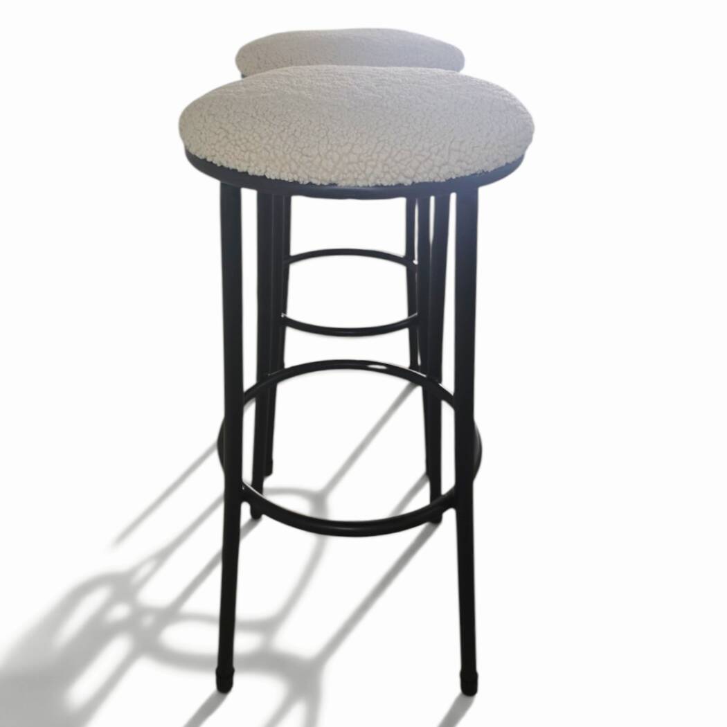 Vintage stools "Black & White", boucle upholstery