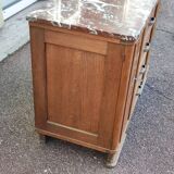 Buffet en bois massif 4 tiroirs - marbre rouge - 1950
