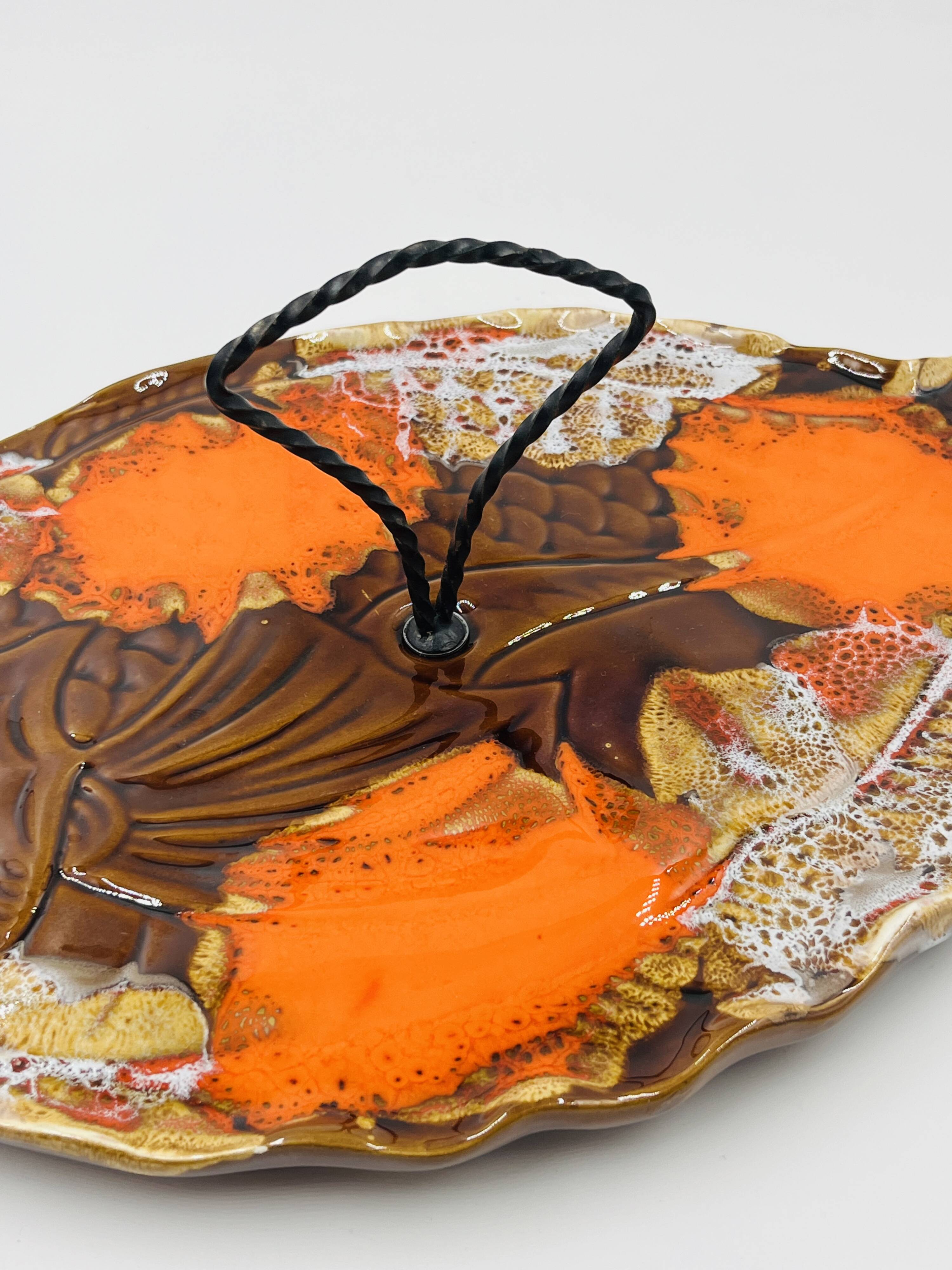 Plat Poisson Vallauris Céramique Vintage Orange