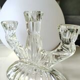 Pair of 3-spoke candlesticks, in art glass. Oberglas Austria. 50s