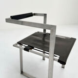 Geometric chair in leather and chrome, 1980s