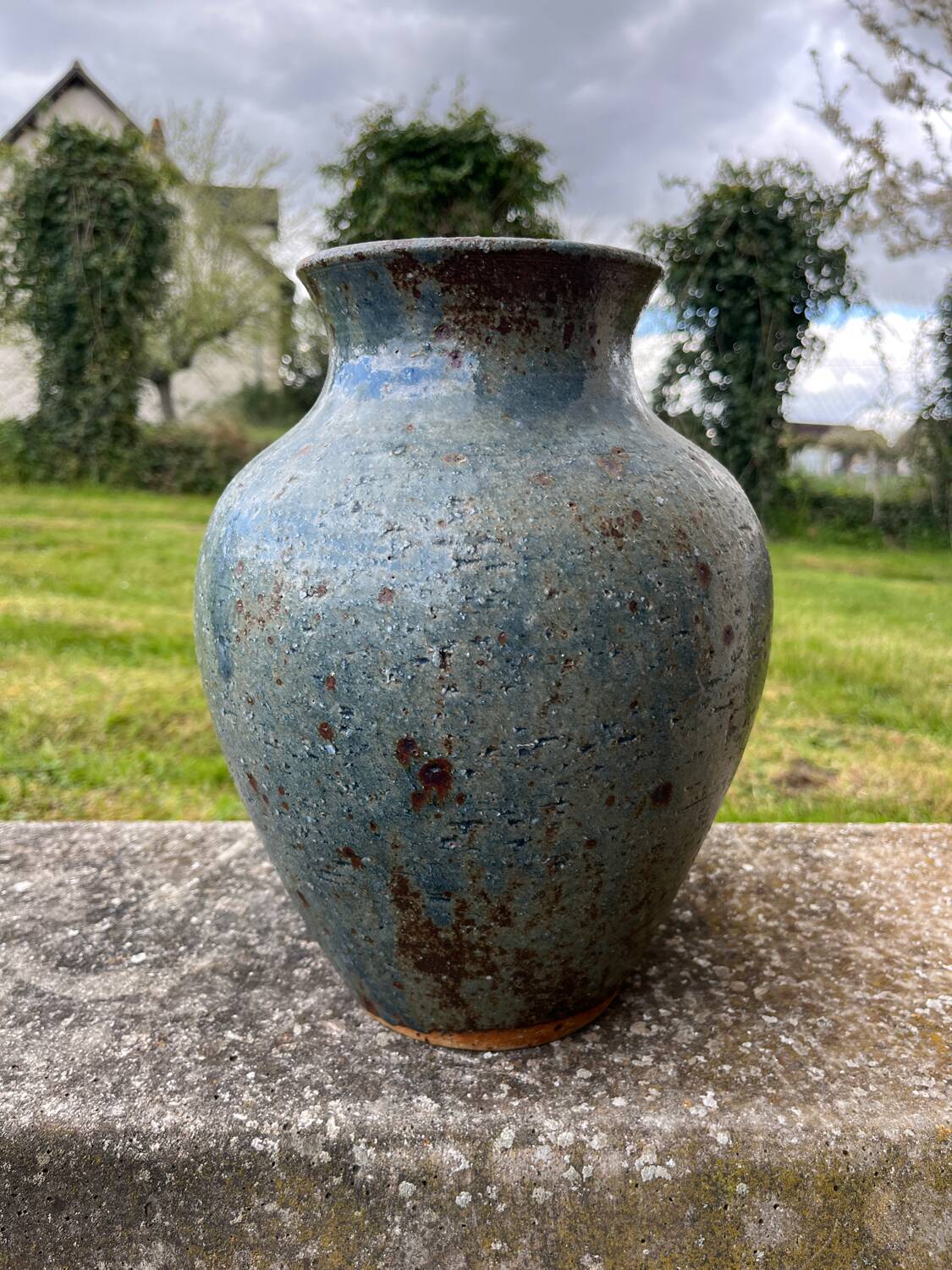 Large stoneware vase signed Alain Blanchard vintage