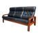 Teak and Black Leather 32 seat sofa by HS Denmark 1970s