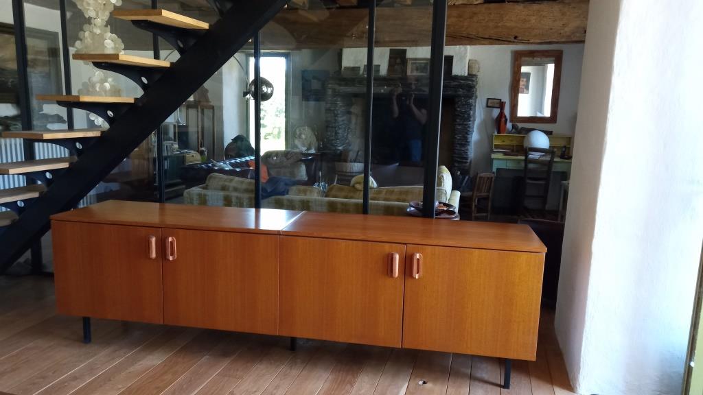 Teak veneer sideboard