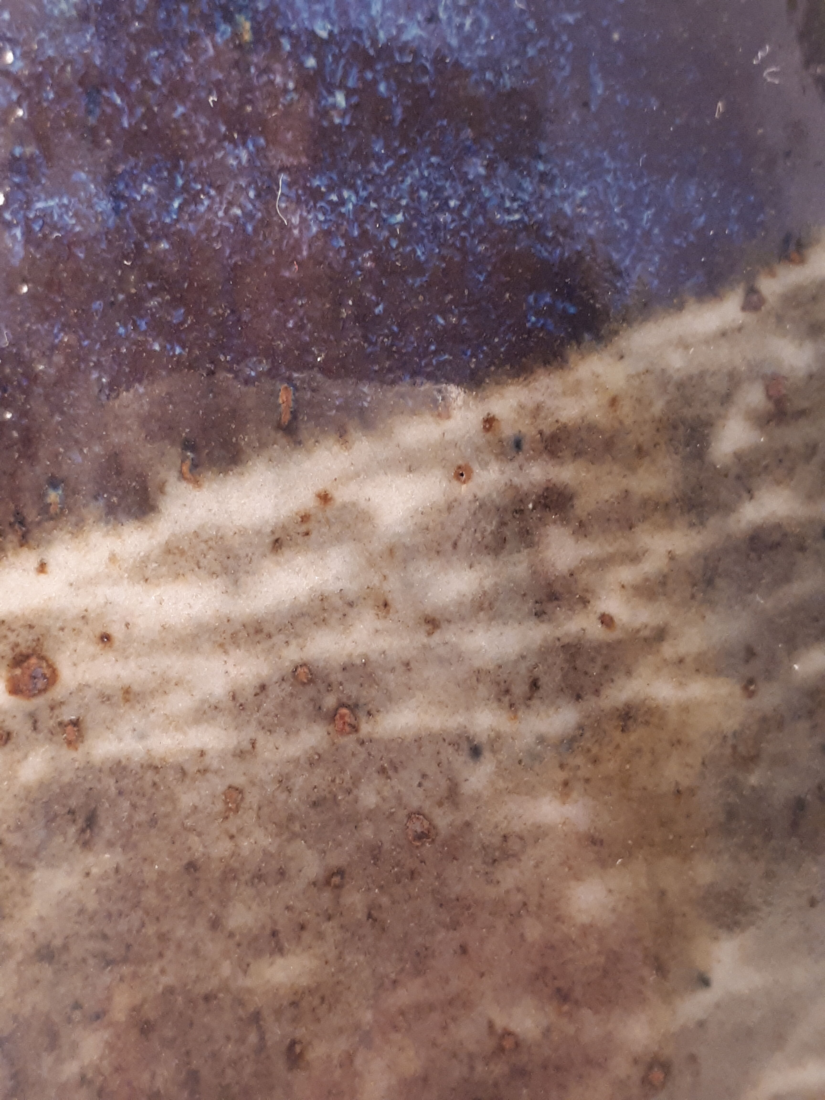 Vintage ceramic vase enamelled sandstone brown green blue