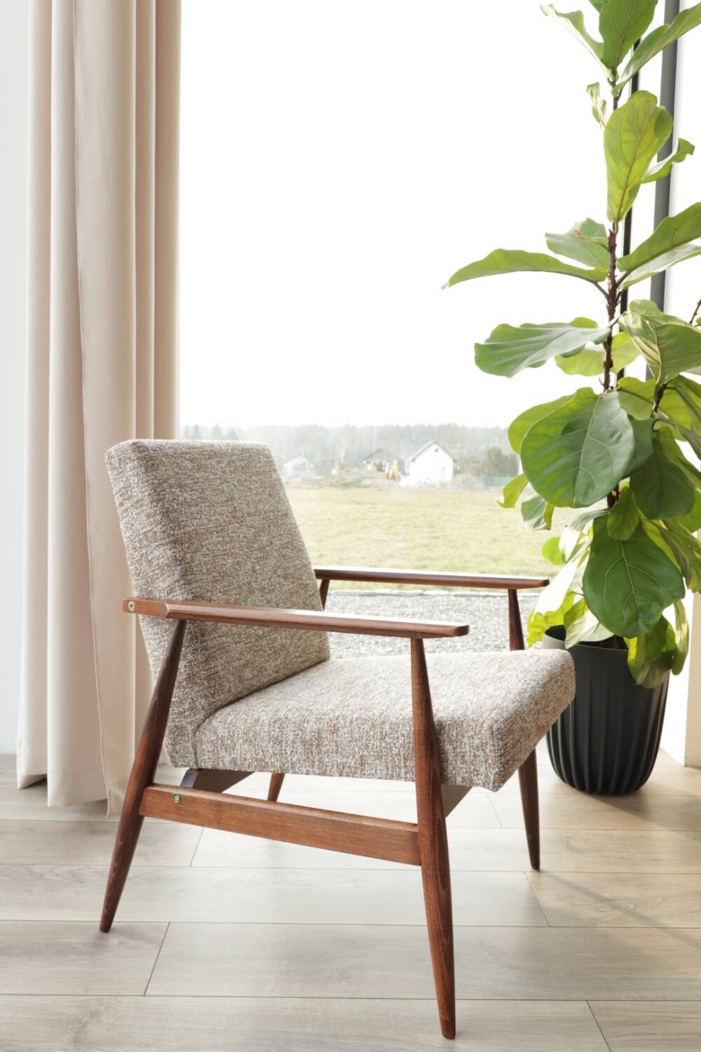 Scandinavian coffee brown armchair by H.Lis