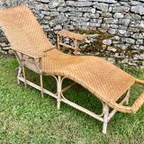 Old rattan chaise longue 20th century