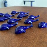 set of 6 vintage ceramic knife rests - blue whale shape