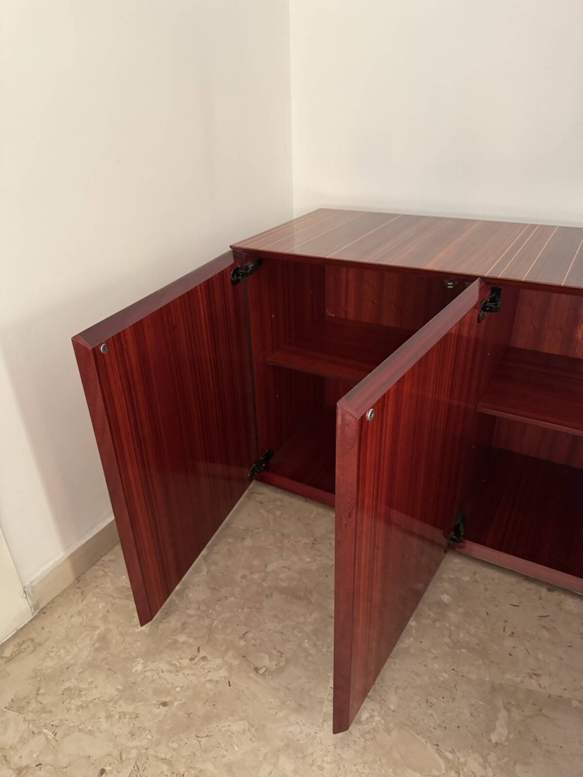 Monumental rosewood sideboard zebrawood lacquered mid-century design 1970