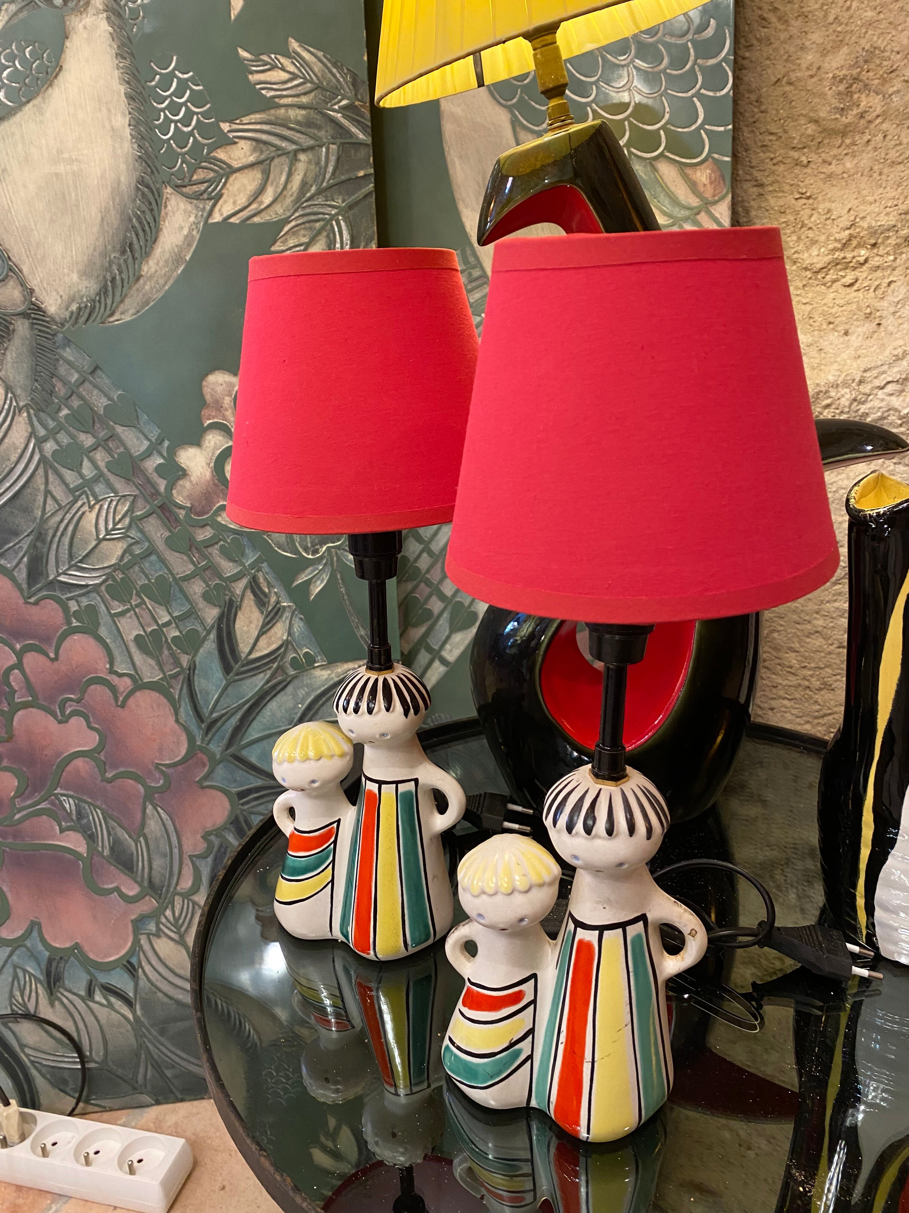 Pair of ceramic lamps