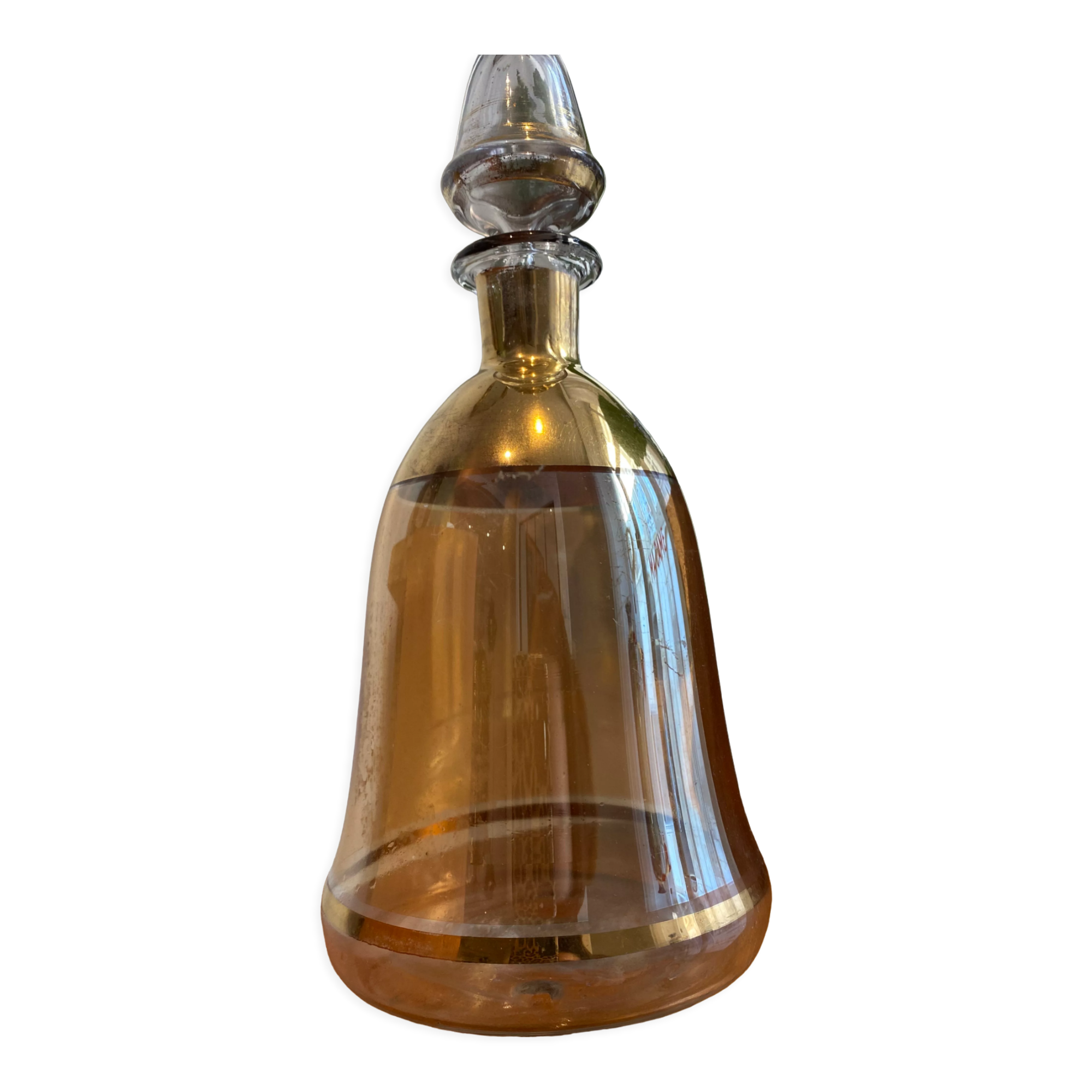 Amber crystal decanter and golden details