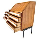 Midcentury Modern Zebra Walnut Sideboard with Drawers, La Permanente Cantu