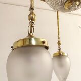 Plafonnier moderniste en laiton et verre, Tchécoslovaquie, années 1900.