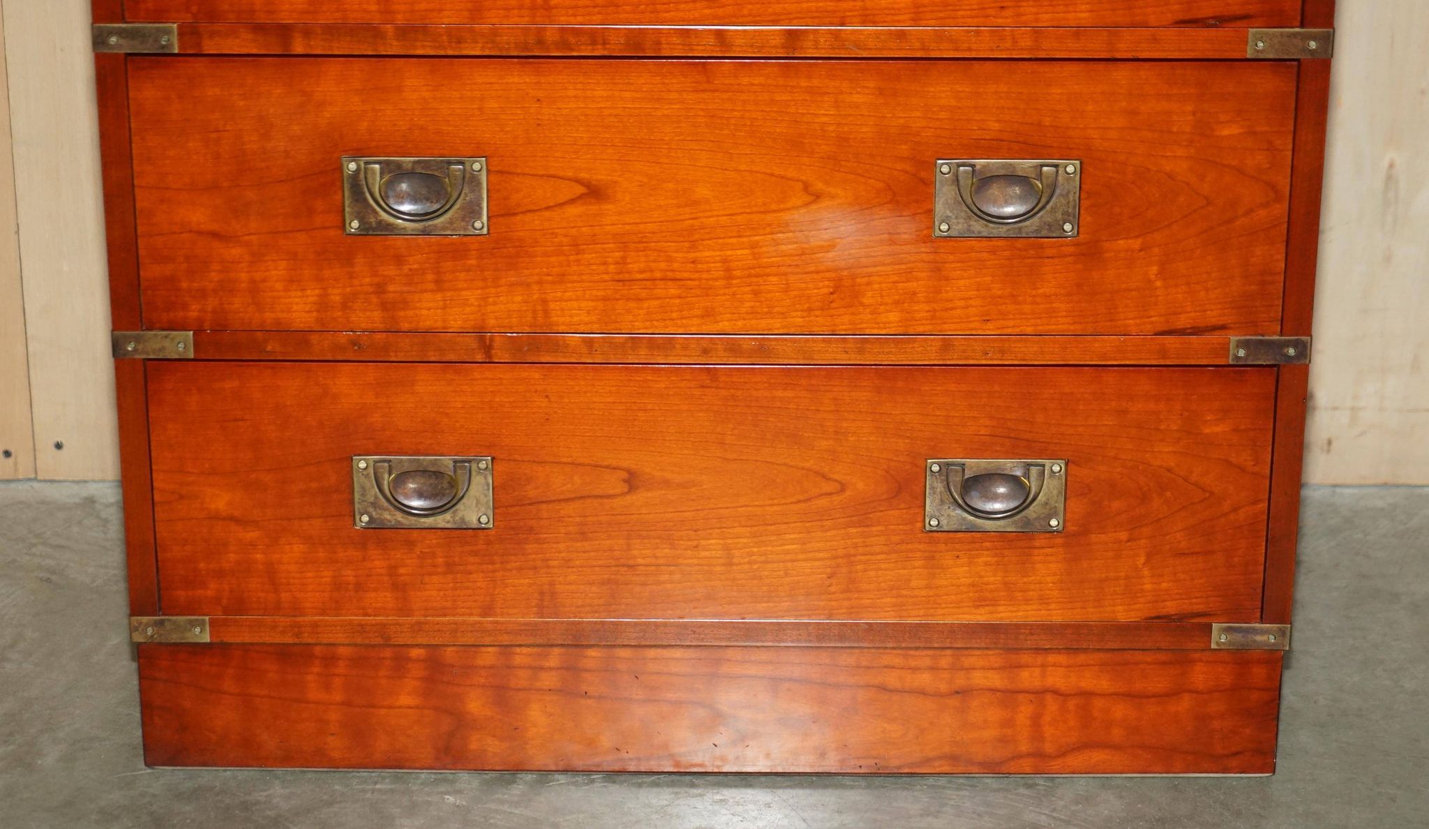 Vintage Military Campaign style chest of drawers in golden oak