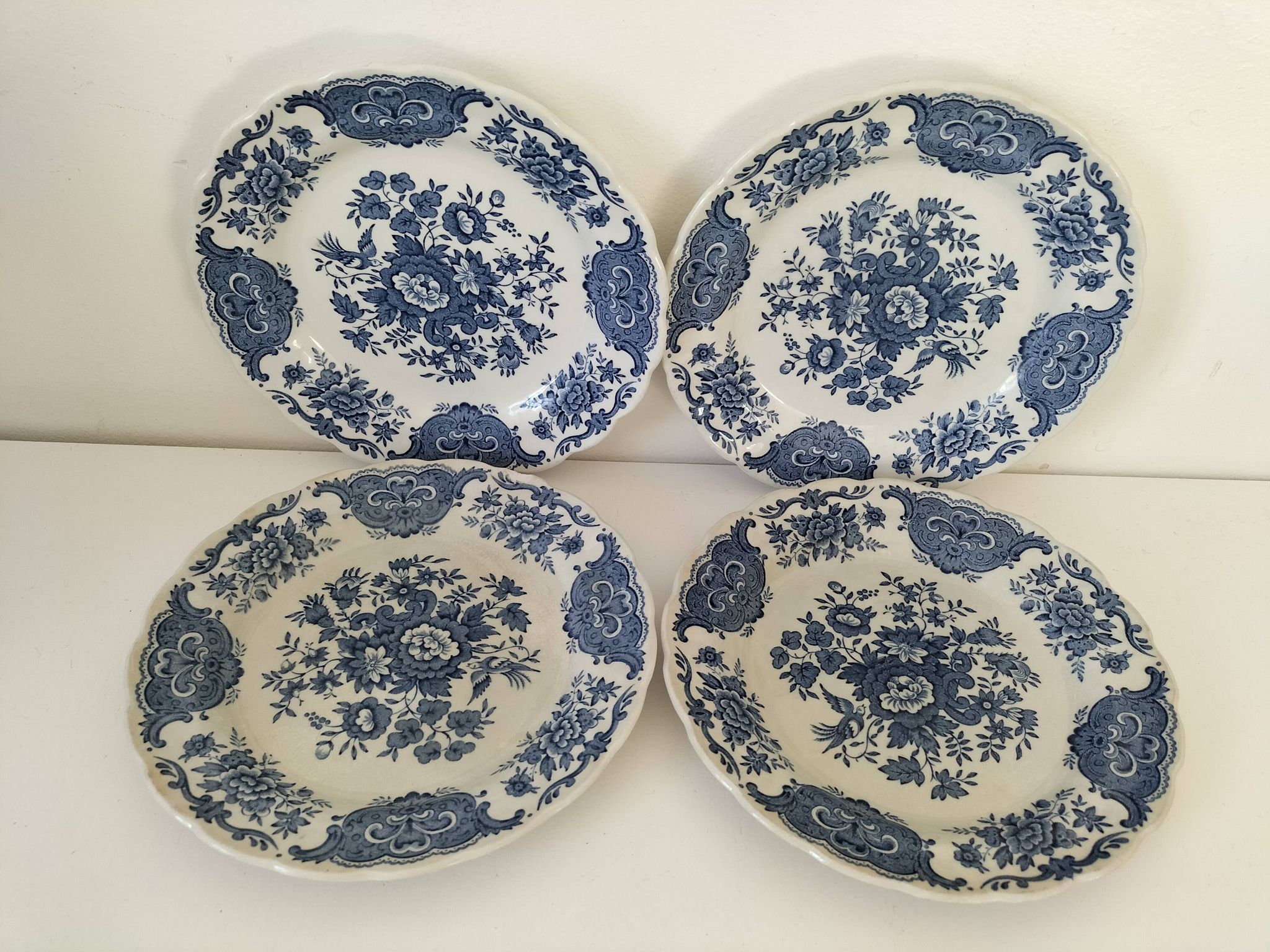4 Ridgway Windsor Blue English Dessert Plates – Staffordshire