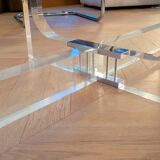 Table basse 1970 Michel Dumas Verre fumé et Plexiglass
