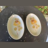Two Loire ceramic serving dishes 1713 Saint Amand France earthenware, vintage hand painted