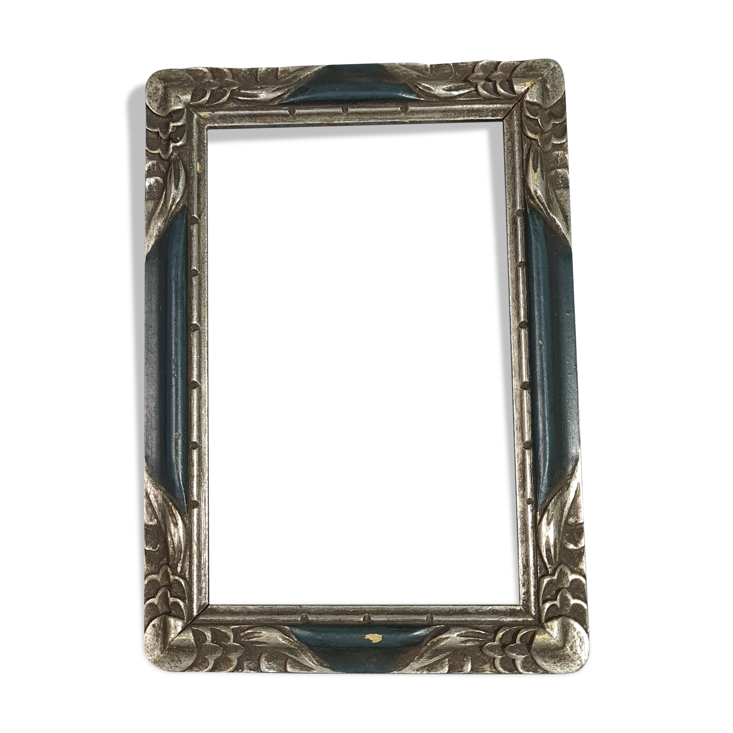 Old Art Deco frame carved wood silver 16.6x11.6 cm, hardwood 14.3x9.4 cm SB