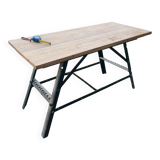 Industrial console, oak top and metal structure.