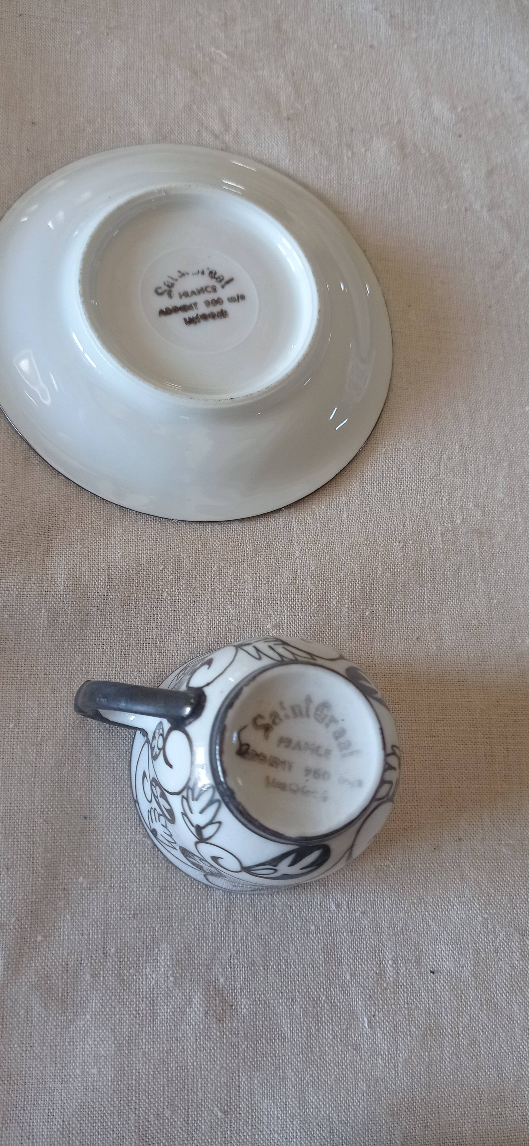 Coffee/tea service, glazed porcelain in Art Deco style, Saint Graal model.