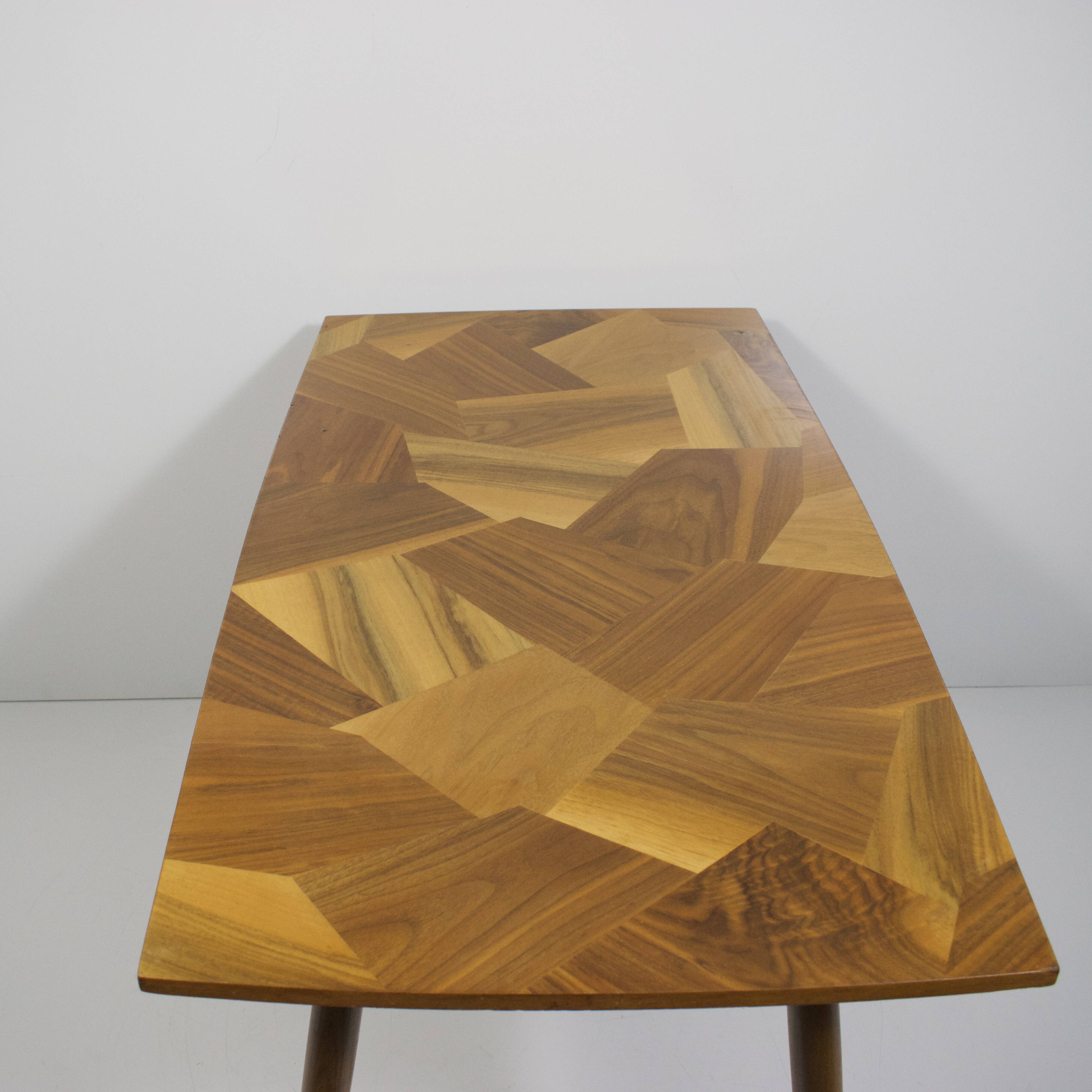 Wooden mosaic table vintage 1950-60