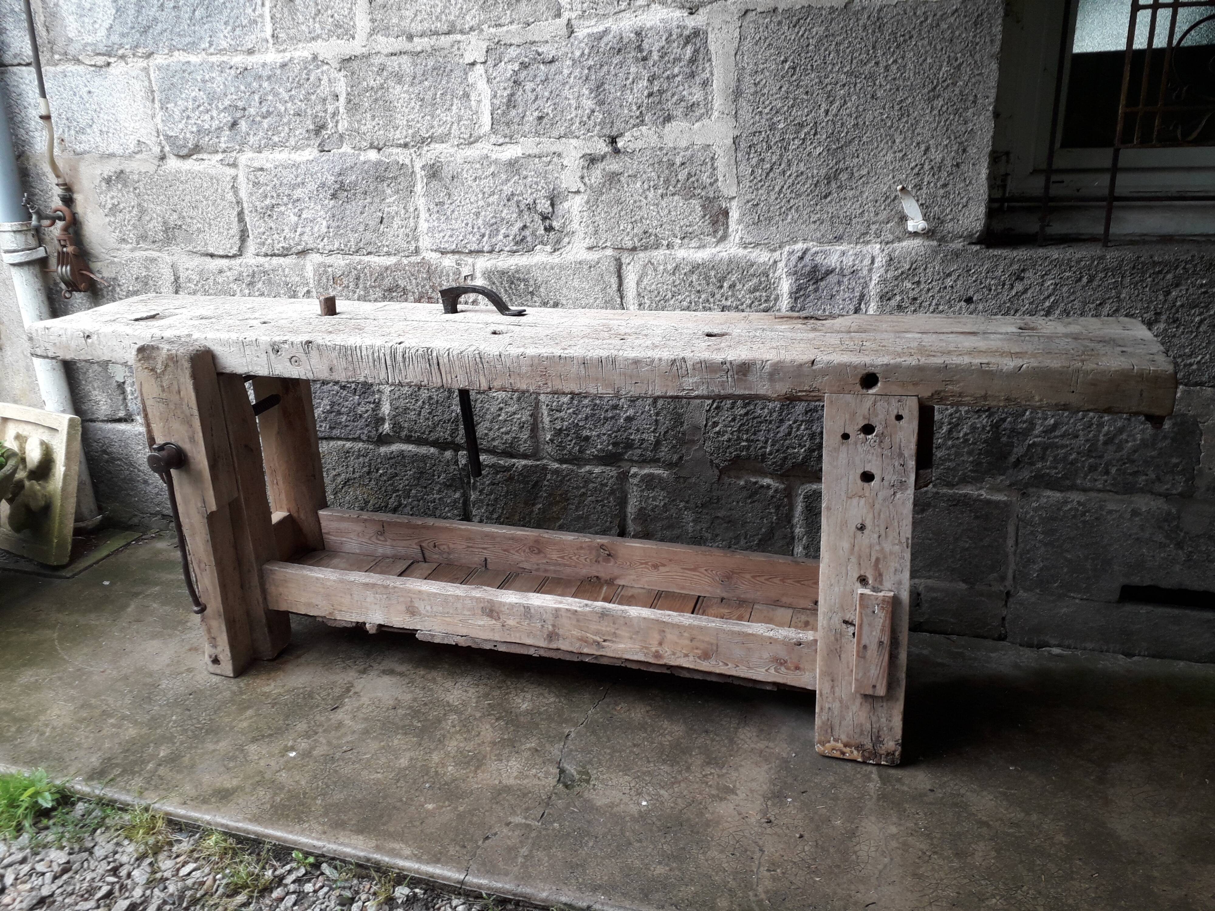 Old in solid beech workbench 237 cm