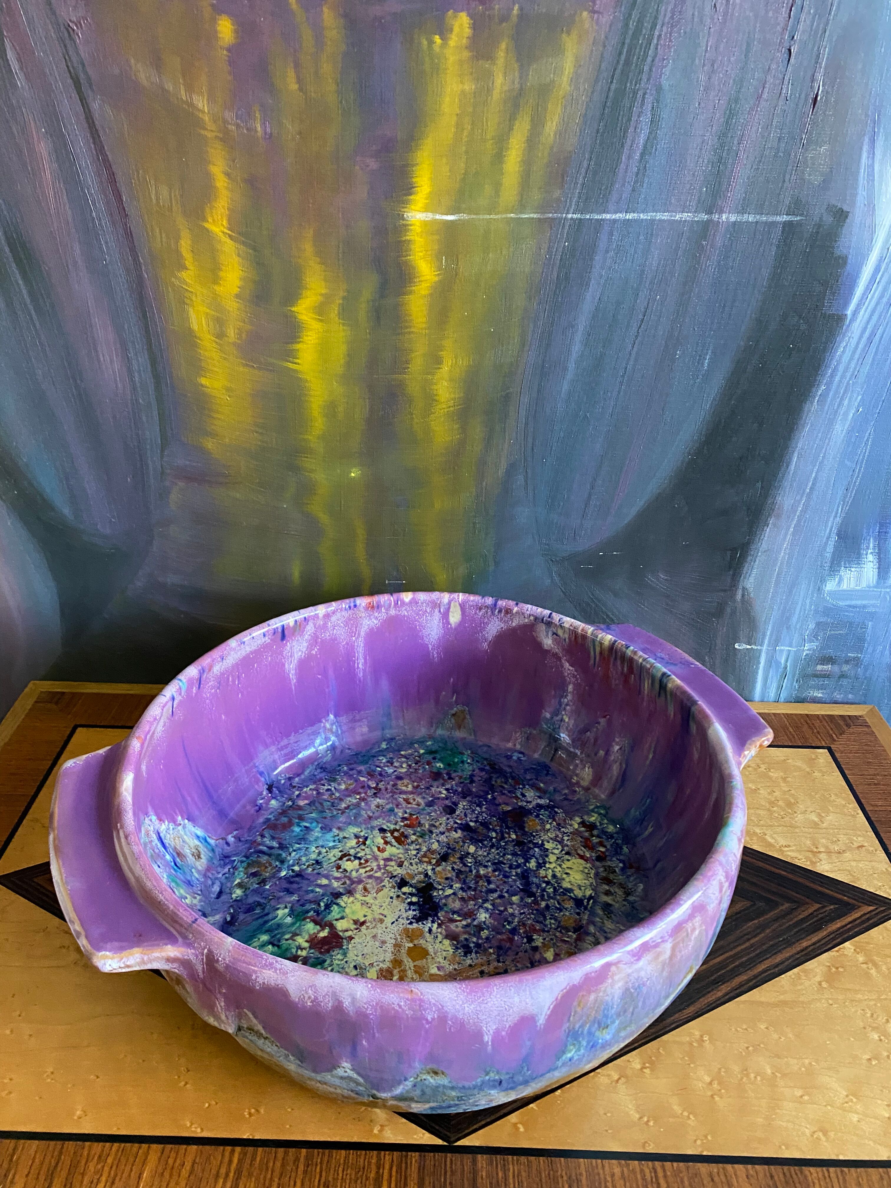 Enamelled earthenware dish of vintage Morvan