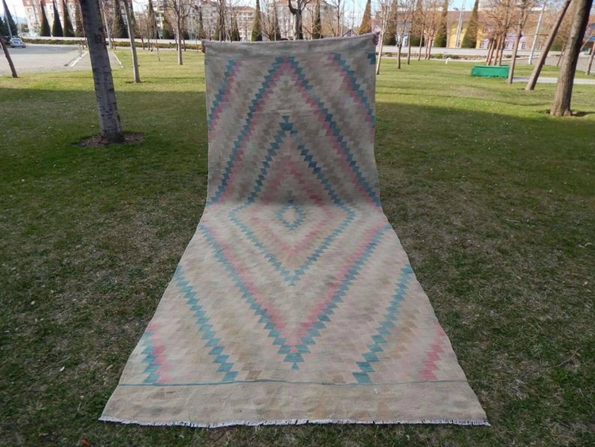 Tapis de couloir turc vintage 144x337 cm