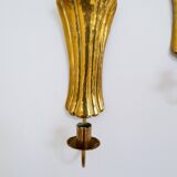 Pair of Art Deco wall sconces in brass, Sweden, 1950s